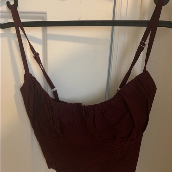 Lace-Up Back Ruched Bust Crop Cami🔴 - Picture 5 of 6